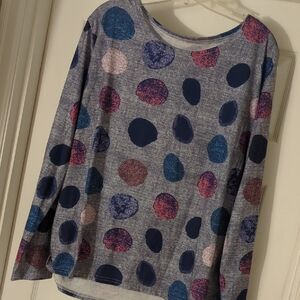 Source Unknown Long Sleeve Top - Blue and Pink Polka Dots